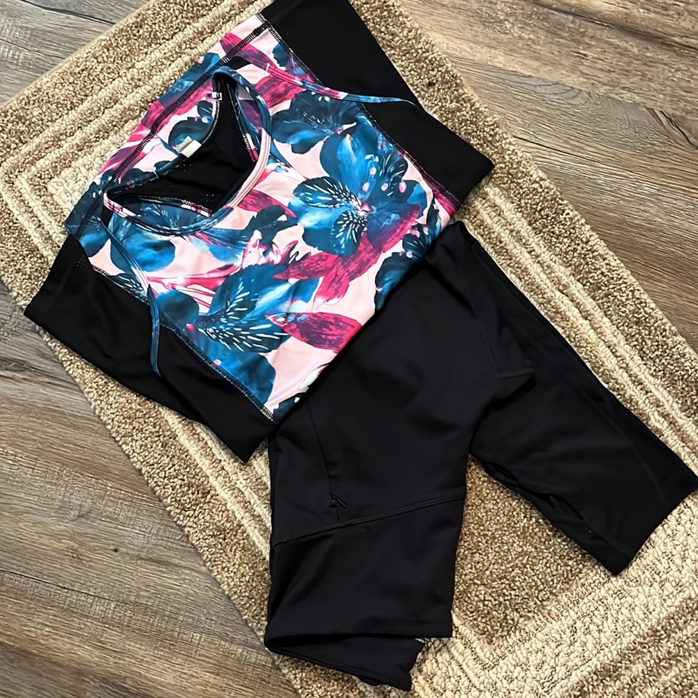FILA Sportswear 2-PC Set Dri-Fit Racerback Padded Tank Top and Capri Leggings